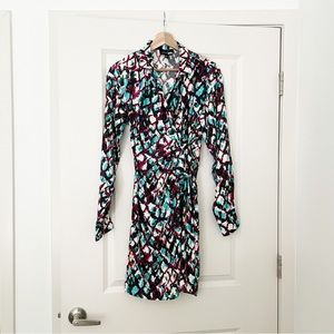 SALONI • silk mari dress in abstract watercolor